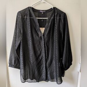 NYDJ Lurex Pintuck Blouse Black Metallic